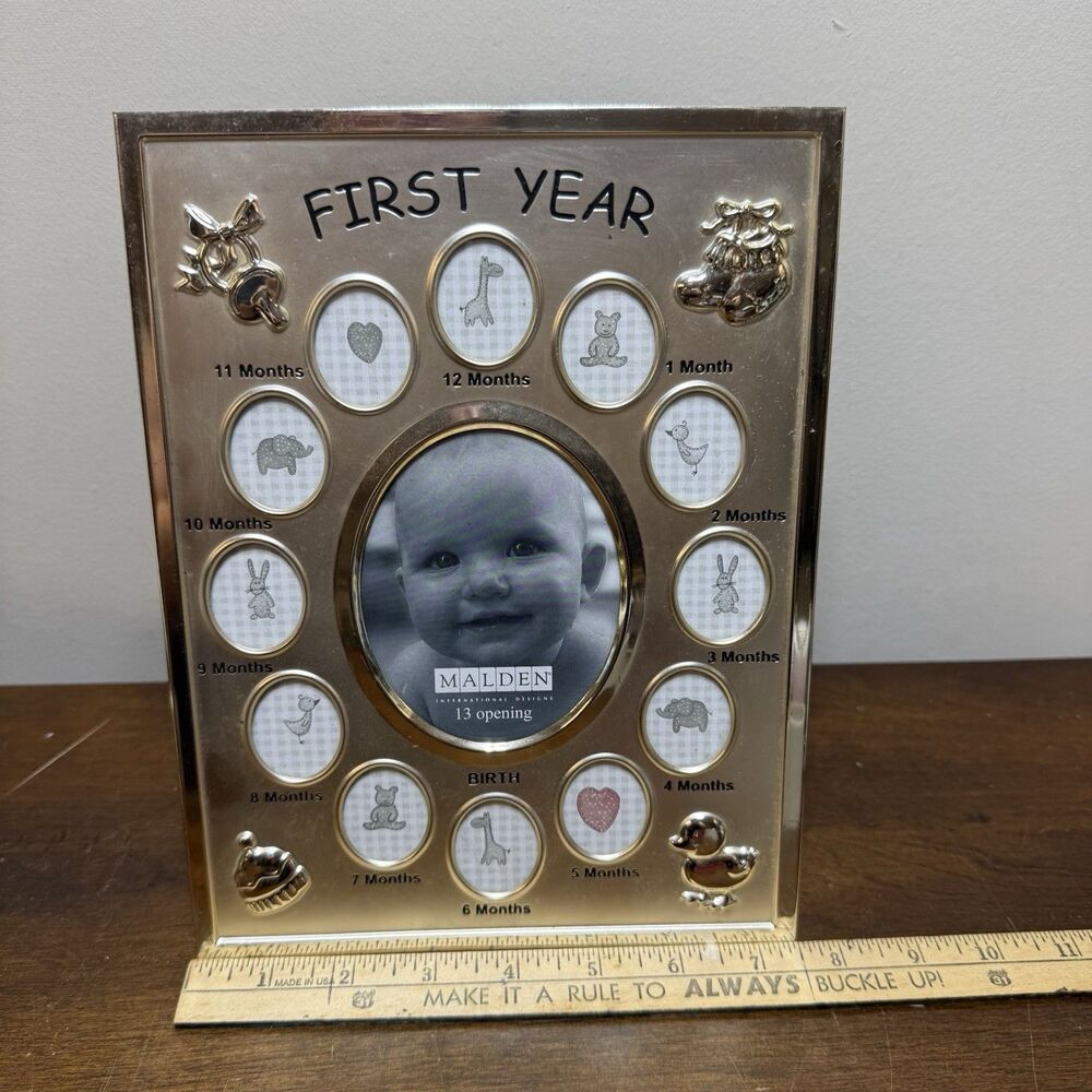 Baby First Year Silver Picture Frame Malden 8 x 10 New 13 Opening Keepsake - Picture 4 of 5
